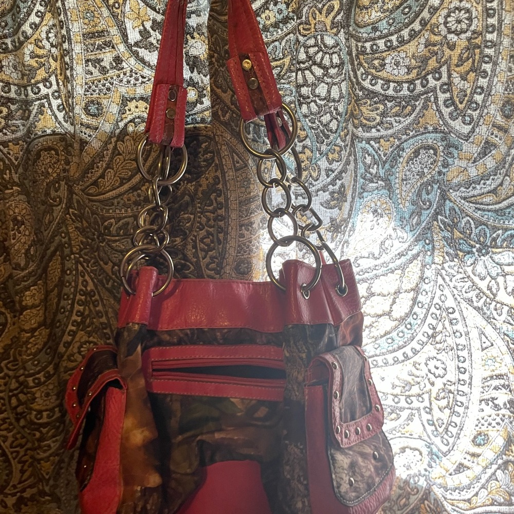Stylish Red and Camouflage Women's Bag